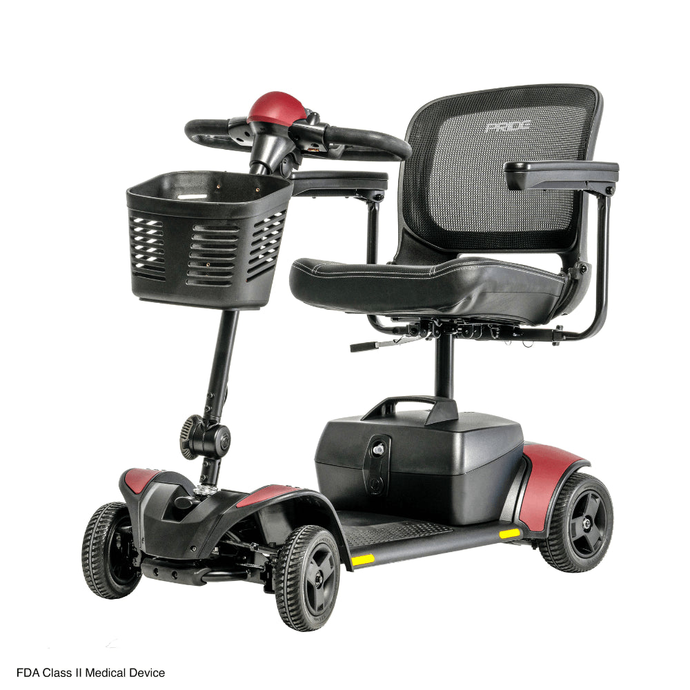 Red Accent Pride Go Go Elite Traveller® 2 Mobility Scooter - Angled View